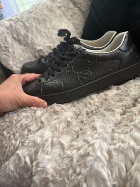 Gucci Black Embossed GG Low-Top Sneakers